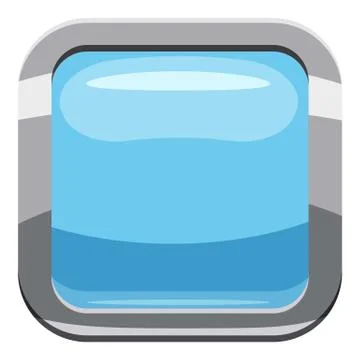 Light blue square button icon, cartoon style Illustrazione stock