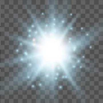 Light blue star light effect on transparent background. Glow light effect. Stock Illustration