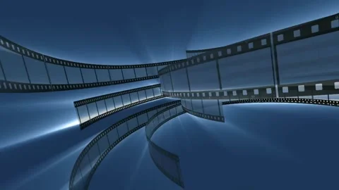 Light blue stripes spinning animation with light rays Video stock 255264176