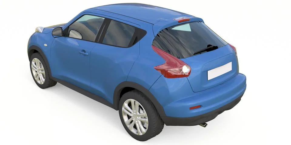 Light blue subcompact crossover SUV. 3d rendering. Stock-Illustration