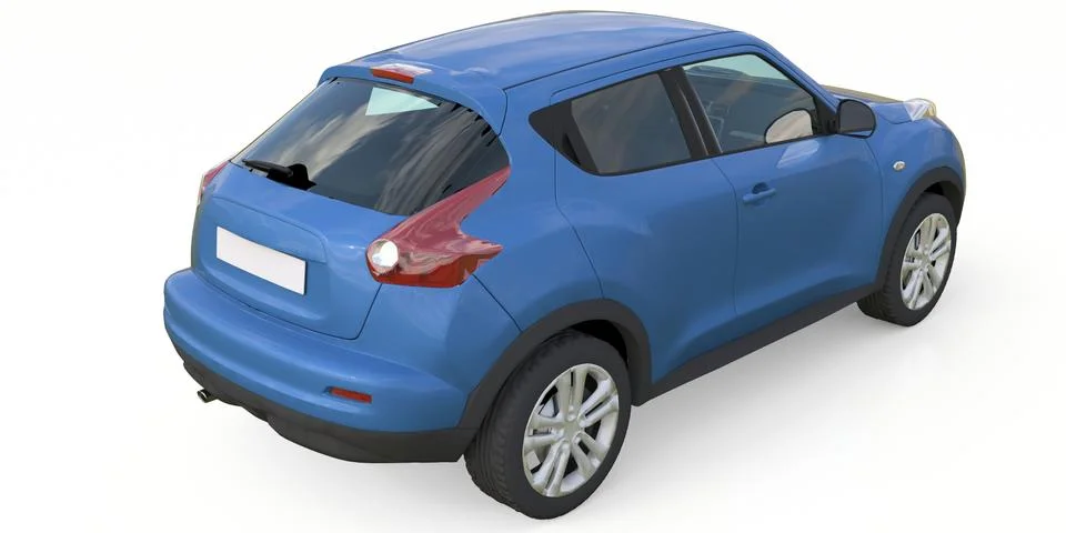 Light blue subcompact crossover SUV. 3d rendering. Illustrazione stock