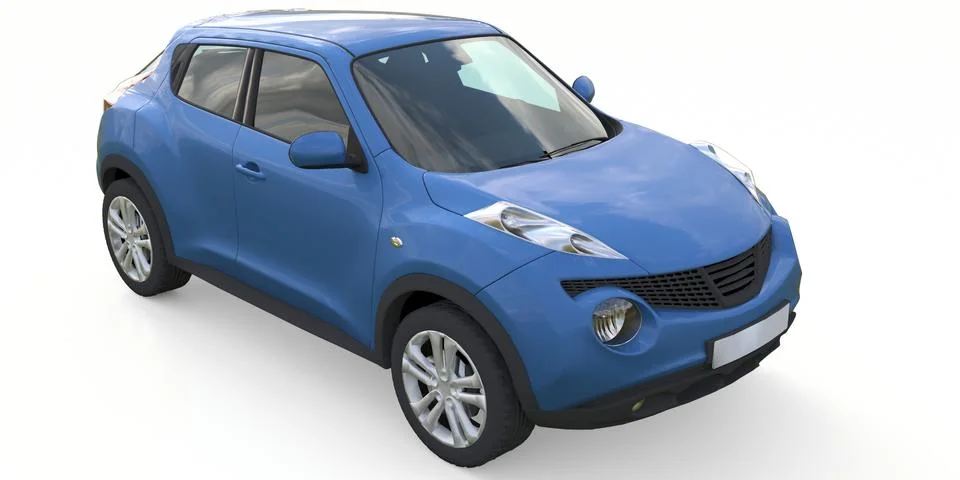 Light blue subcompact crossover SUV. 3d rendering. Illustrazione stock
