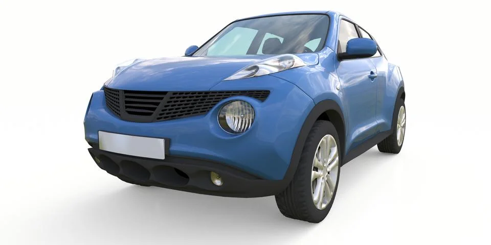 Light blue subcompact crossover SUV. 3d rendering. Illustrazione stock
