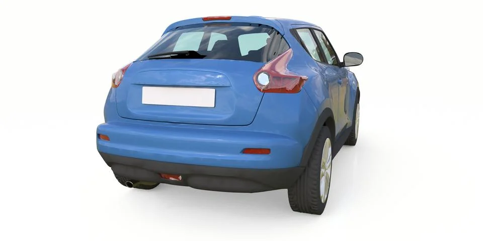 Light blue subcompact crossover SUV. 3d rendering. Illustrazione stock