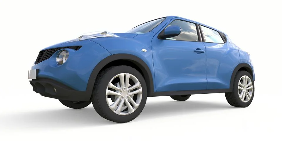 Light blue subcompact crossover SUV. 3d rendering. Stock-Illustration