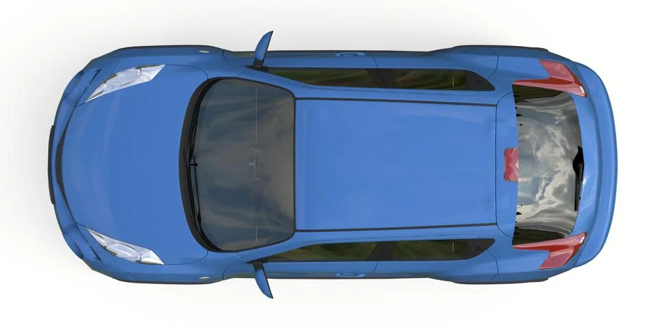 Light blue subcompact crossover SUV. 3d rendering. Illustrazione stock