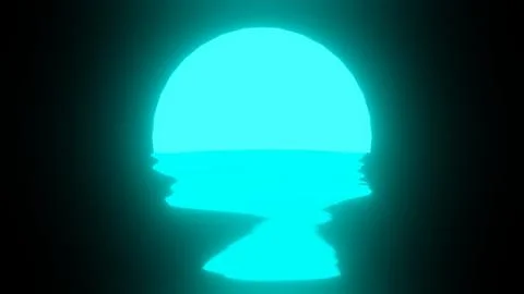 Light Blue Sunset or Moon reflection in water or the ocean on black backgroun Illustrazione stock