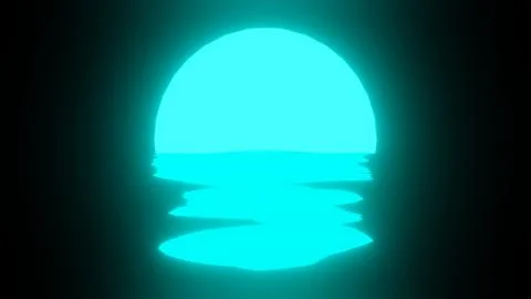 Light Blue Sunset or Moon reflection in water or the ocean on black backgroun Stock Illustration
