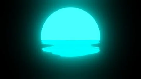 Light Blue Sunset or Moon reflection in water or the ocean on black backgroun Stock Illustration