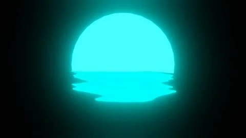 Light Blue Sunset or Moon reflection in water or the ocean on black backgroun Stock Illustration