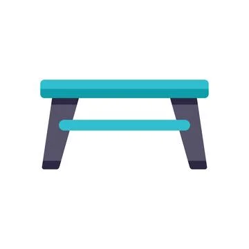 Light blue table with shelf and grey legs on white background Stock Illustration