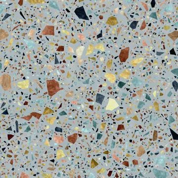 Light Blue Terrazzo Texture With Earth Tone Stone Chips Stock Photos