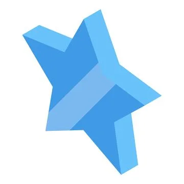Light blue three dimensional five pointed star floating on white background Stock Illustration