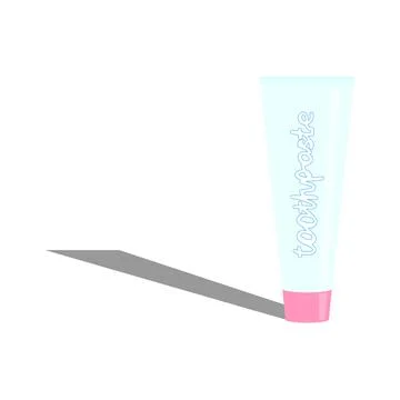 A light blue toothpaste tube with a pink cap on a white background Stock Illustration