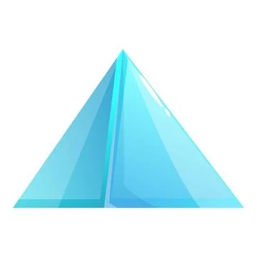 Light blue triangular pyramid shining on white background Stockillustratie
