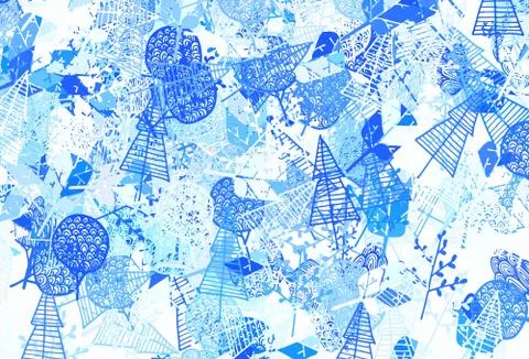 Light BLUE vector abstract pattern with trees, branches. Stock Illustration