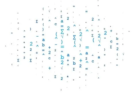 Light BLUE vector backdrop with algebra elements. Stockillustratie