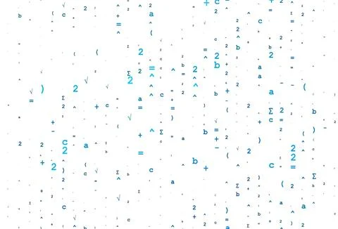 Light BLUE vector backdrop with algebra elements. Stock Illustration