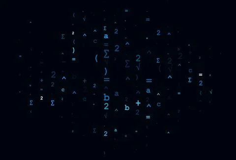 Light BLUE vector backdrop with algebra elements. Illustrazione stock