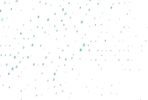 Light BLUE vector backdrop with music notes. Illustrazione stock
