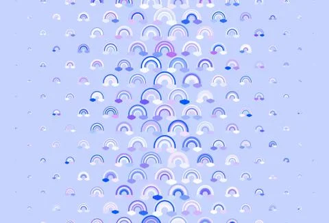 Light BLUE vector backdrop with rainbows, clouds. Illustrazione stock