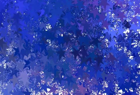 Light BLUE vector backdrop with small and big stars. Stock Illustration