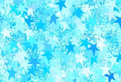 Light BLUE vector backdrop with small and big stars. Stock Illustration