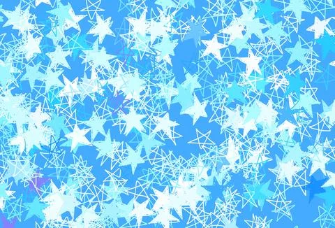 Light BLUE vector backdrop with small and big stars. Stock Illustration
