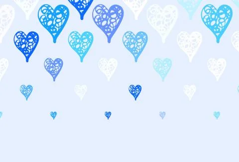 Light BLUE vector backdrop with sweet hearts. Stock Illustration
