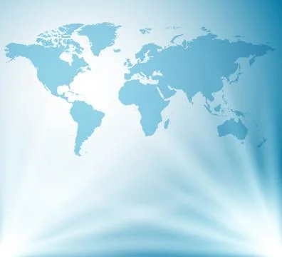 Light blue vector background with map of world Stock Illustration