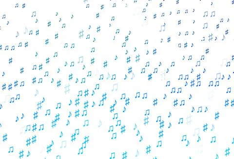 Light BLUE vector background with music symbols. Stockillustratie