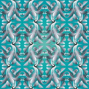 Light blue vector damask seamless pattern. Floral background wallpaper 스톡 일러스트