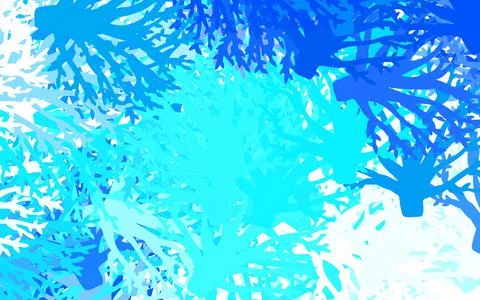 Light BLUE vector doodle pattern with leaves, branches. Stock Illustration