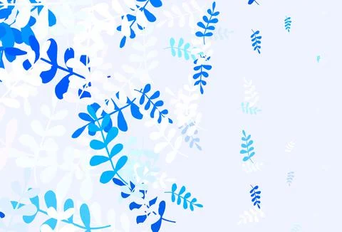 Light BLUE vector doodle pattern with leaves. Stock Illustration