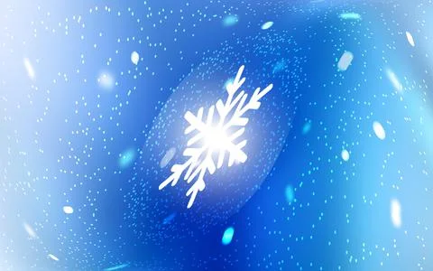 Light BLUE vector pattern with christmas snowflakes. Snow on blurred abstract 库存插图