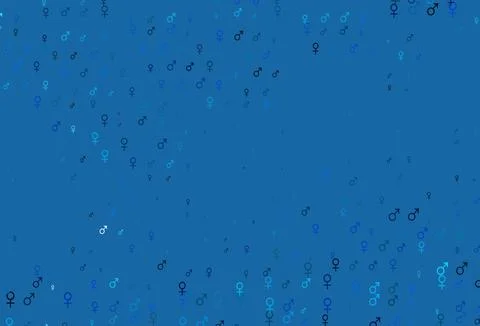 Light blue vector pattern with gender elements. Illustrazione stock