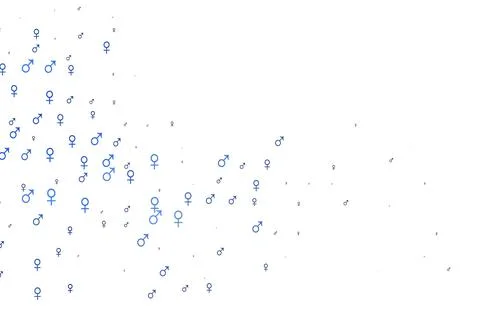 Light blue vector pattern with gender elements. Stock Illustration