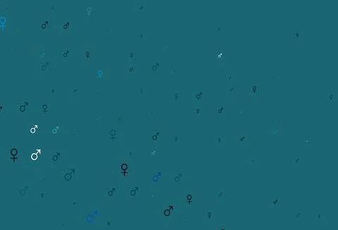Light blue vector pattern with gender elements. Stock Illustration