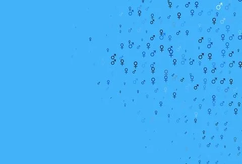 Light blue vector pattern with gender elements. Stock Illustration