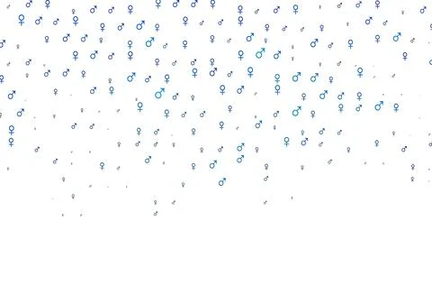 Light blue vector pattern with gender elements. 스톡 일러스트