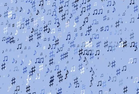 Light BLUE vector pattern with music elements. Illustrazione stock