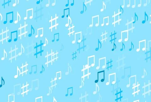 Light BLUE vector pattern with music elements. Stock Illustration