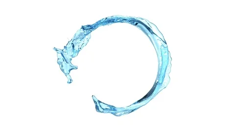 Light blue water flowing in circle counterclockwise - on white, +alpha (FULL HD) Stock Footage 71241793
