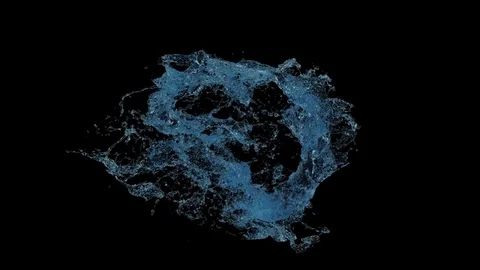 Light blue water ring splashes wild and turbulent - on black, + alpha (FULL HD) Stock-Footage 83432240