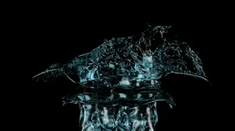 Light blue water splash in extreme slow motion, isolated on black (FULL HD) Video stock 36628556