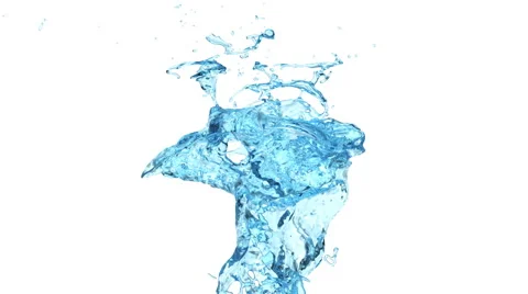 Light blue water splash in slow motion on white, alpha included (FULL HD) Stock Footage 52630901