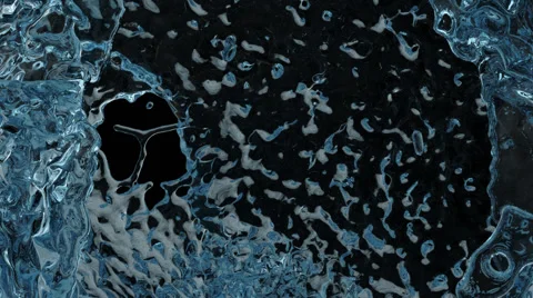 Light blue water splashing into screen, on black - alpha included (FULL HD) Video stock 60961850