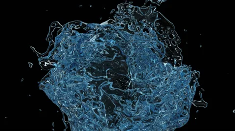 Light blue water splashing into screen - on black, alpha included (FULL HD) Vidéo 68289787