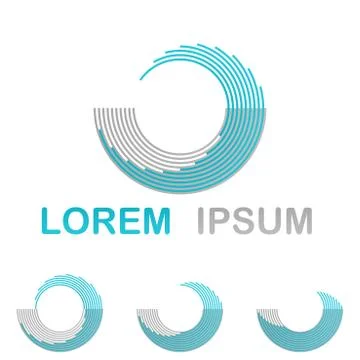 Light blue water technology logo design set Stock Illustration