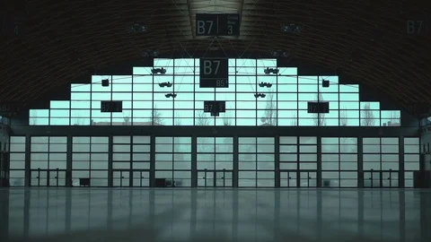 Light Blue Windows Inside a Building Video stock 86595397